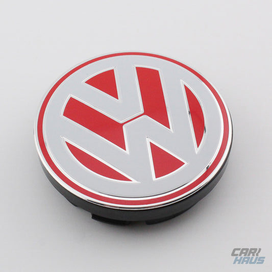 Wheel Center Cap - White and Red - 56mm