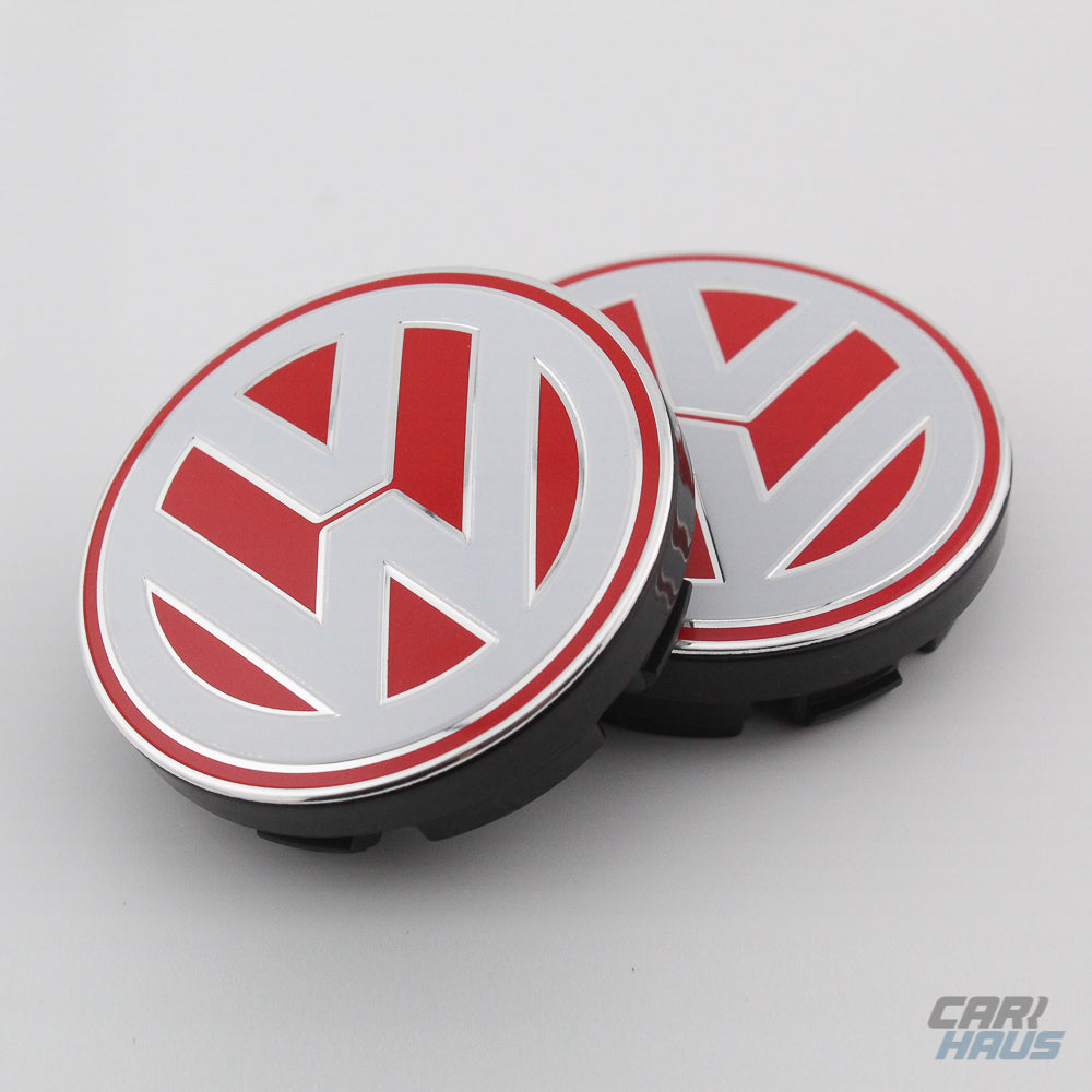 Wheel Center Cap - White and Red - 56mm