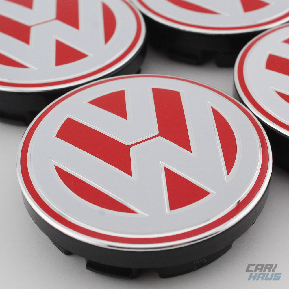 Wheel Center Cap - White and Red - 56mm